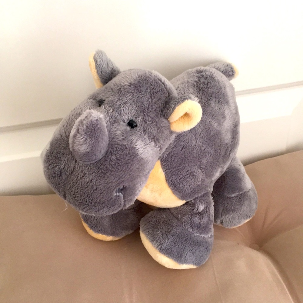 Rhino Stuffed Animal Gray Horn Soft